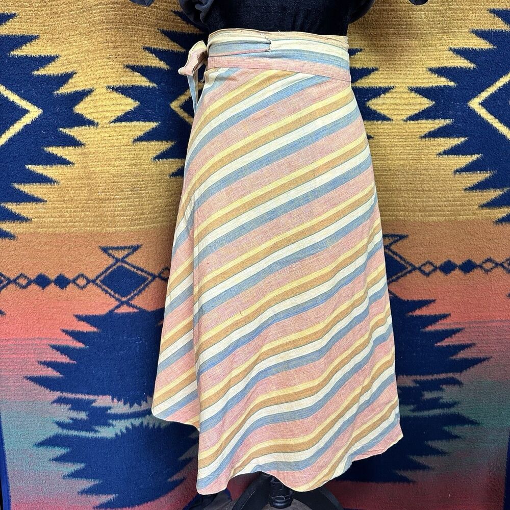 Vintage 70’s Modern Junior Cotton Wrap Around Skirt. Large. Boho. Rare Vintage. - Picture 5 of 16